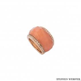 Stephen Webster Rose Gold Crystal Haze Coral and Diamond Ring